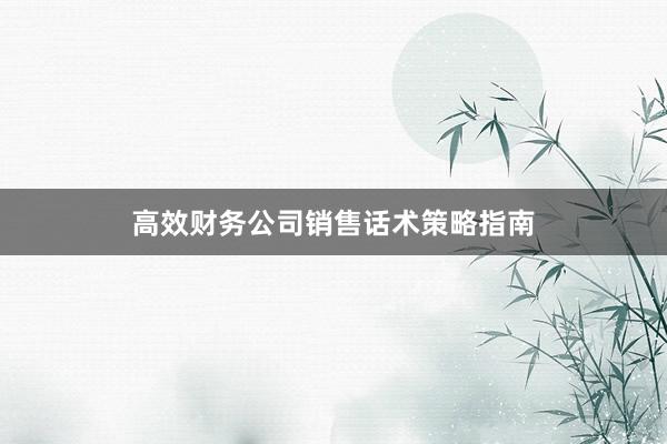 高效财务公司销售话术策略指南